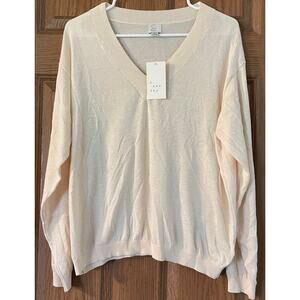 A New Day Size Medium Light Weight Pullover V-Neck Sweater PTP 24” Length 24”
